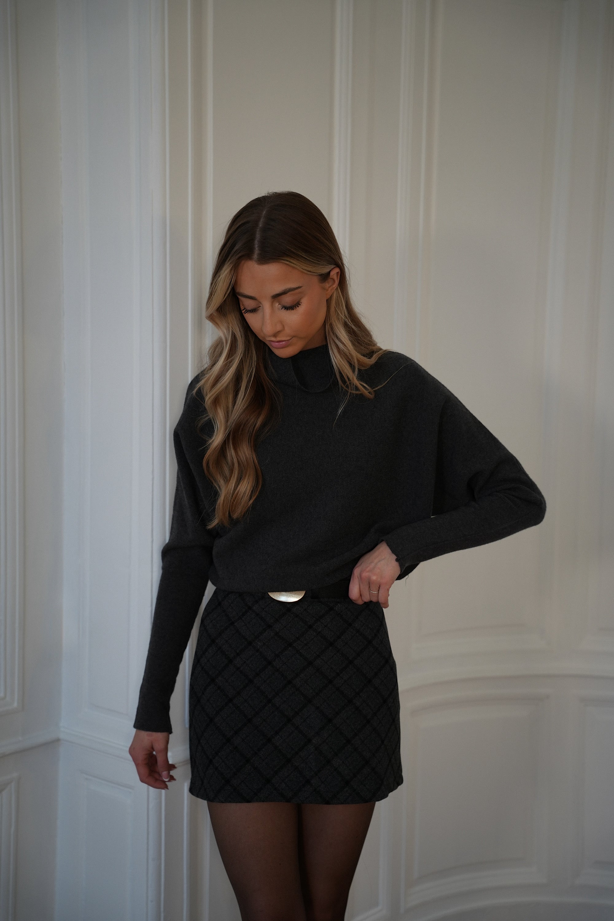 Jupe-Short À Carreaux Paola - Grise