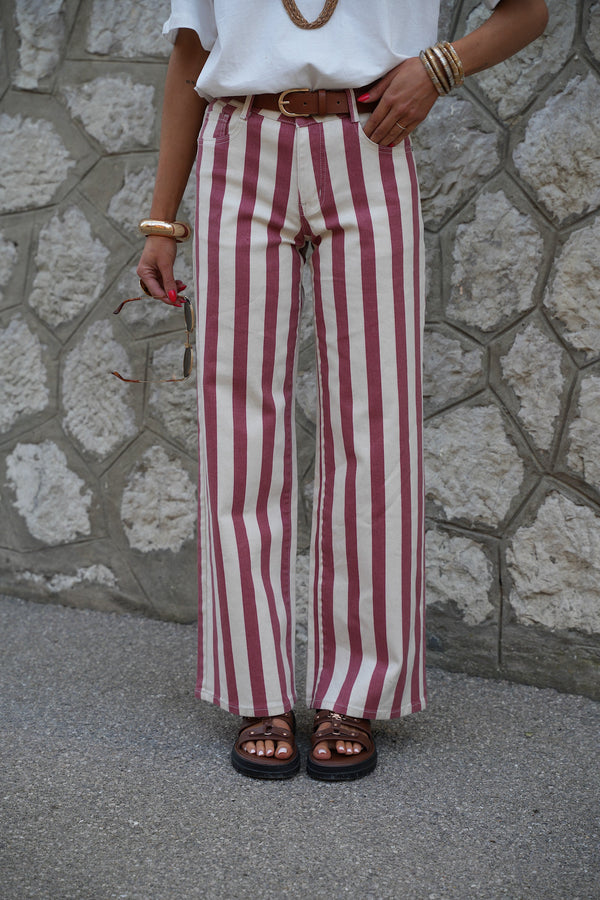 Polla Striped Jeans - Red