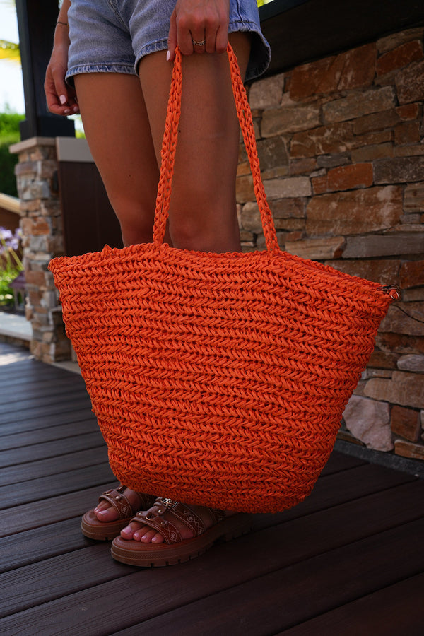 Sac En Paille Opale - Orange