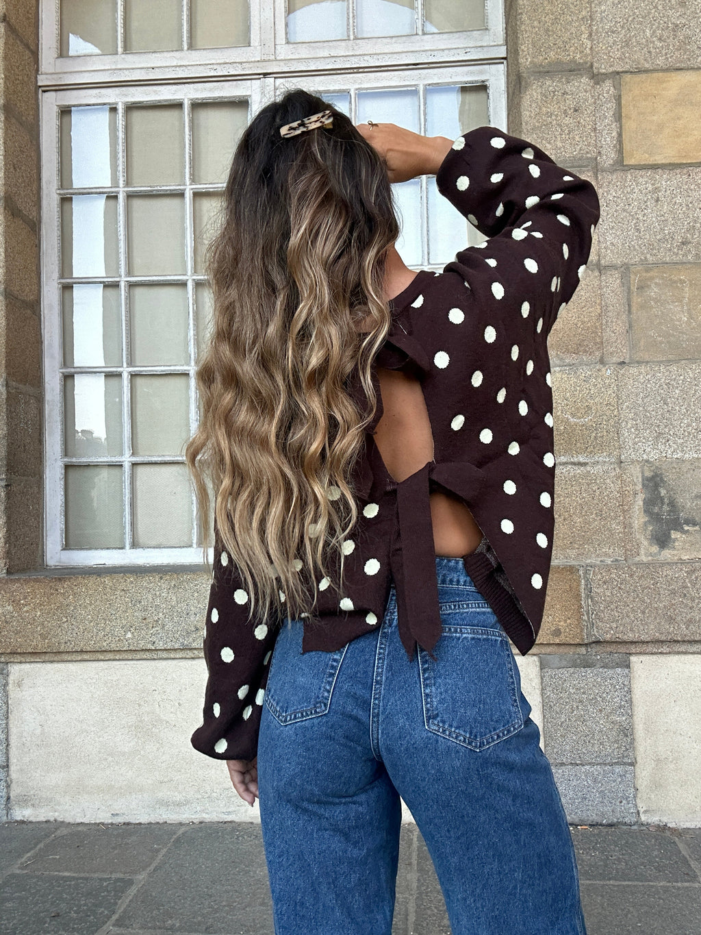 Pull à pois chocolat Zélie