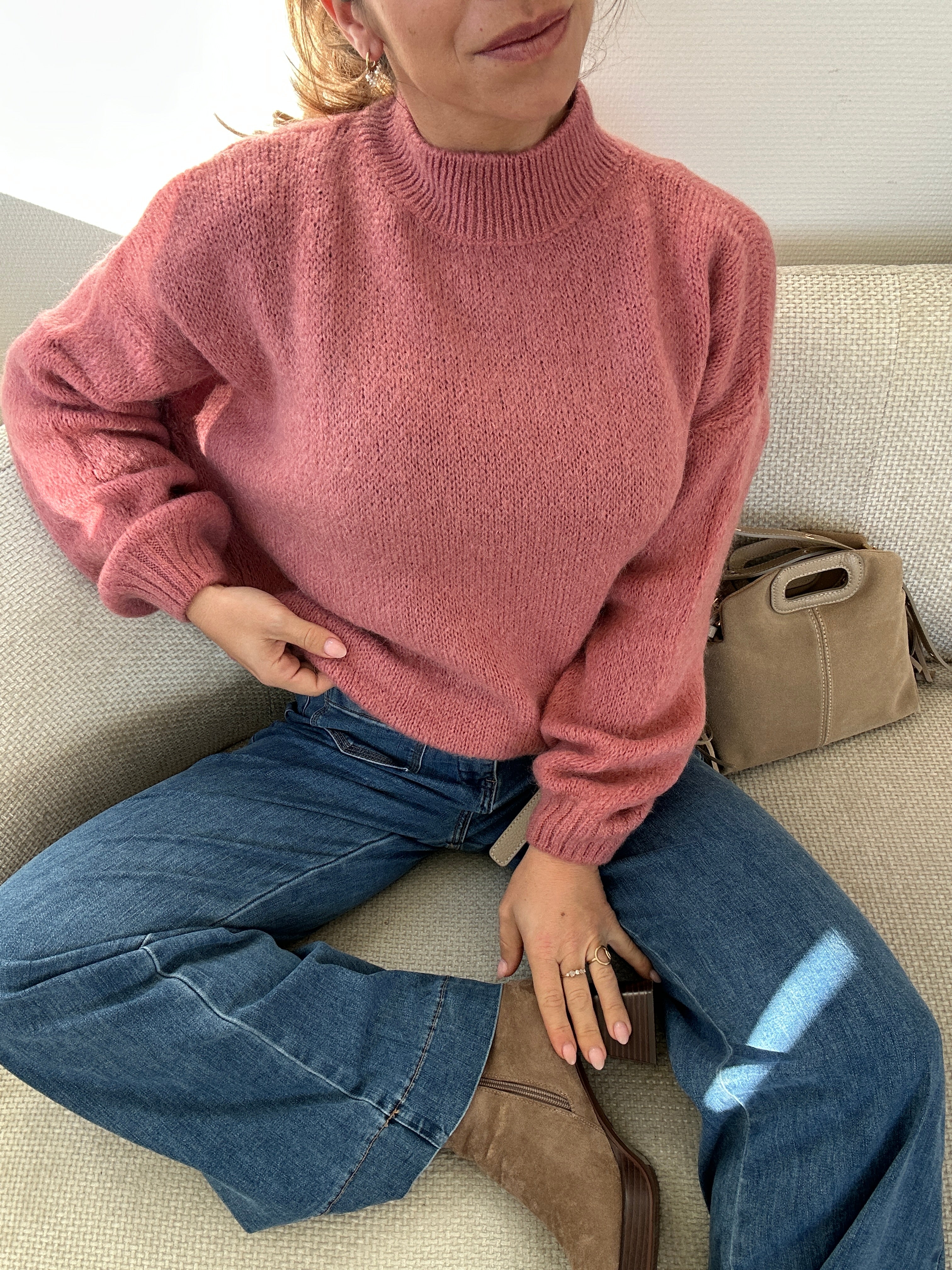 Hortense Round-Neck Knitted Sweater Old Pink