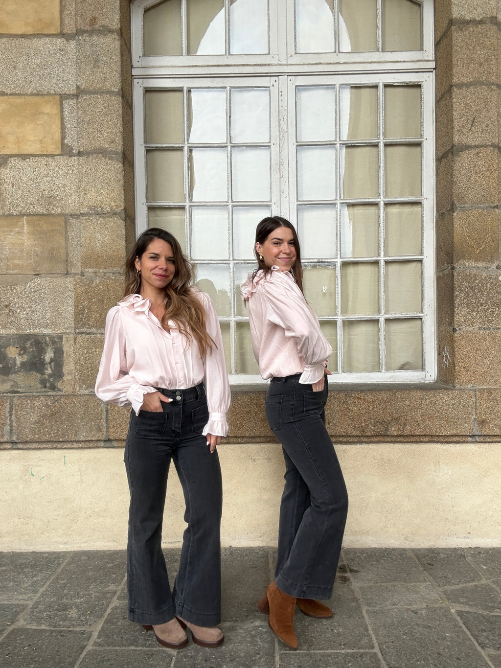 Soft Pink Brown Blouse