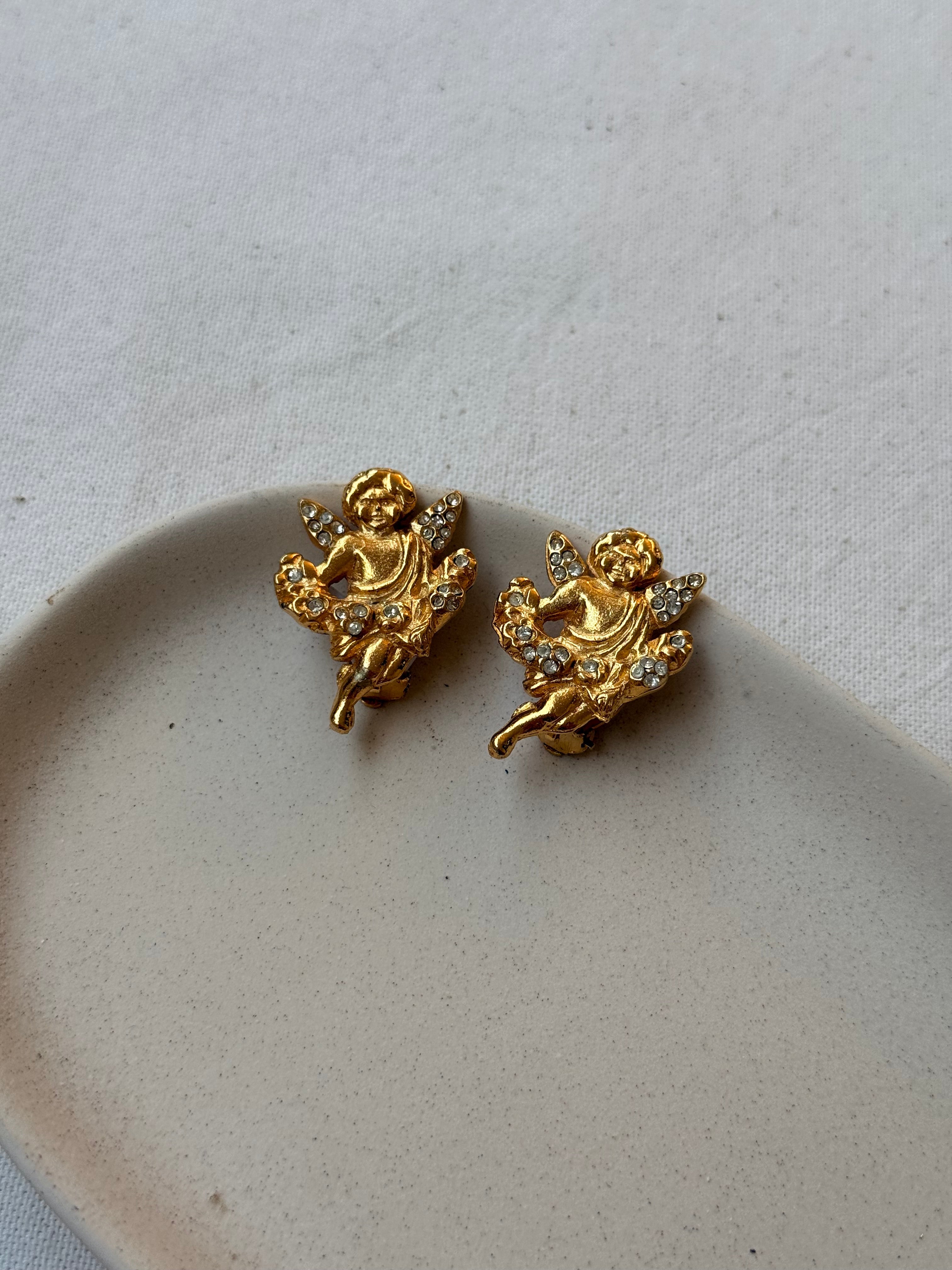 Pendientes Sonia Rykiel Vintage - Ángeles Adornados Con Strass