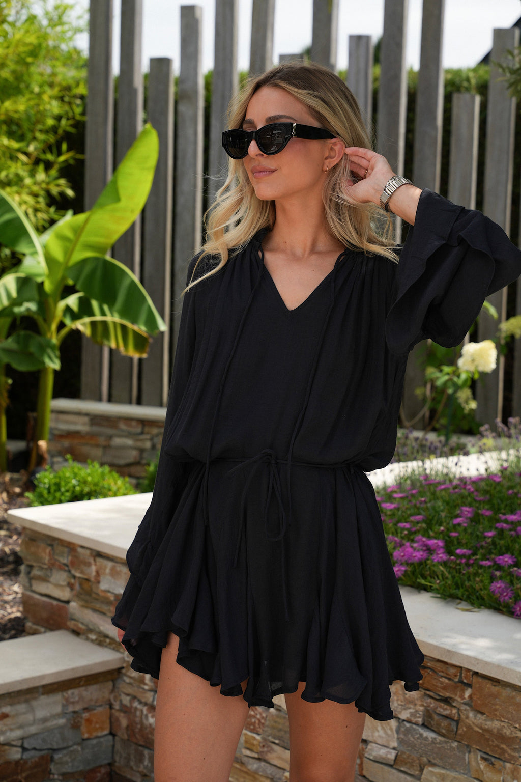 Vestido Vanina con cinturón - Negro