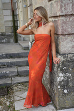 Vestido sin tirantes Mia - Naranja oscuro