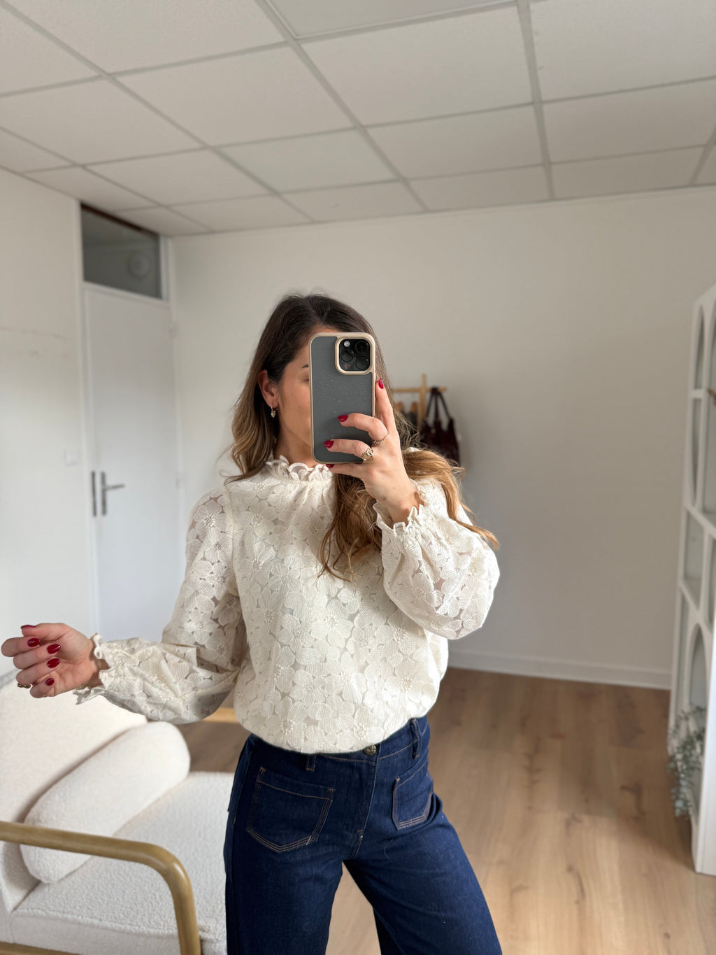 Blusa Alma Crudo De Encaje