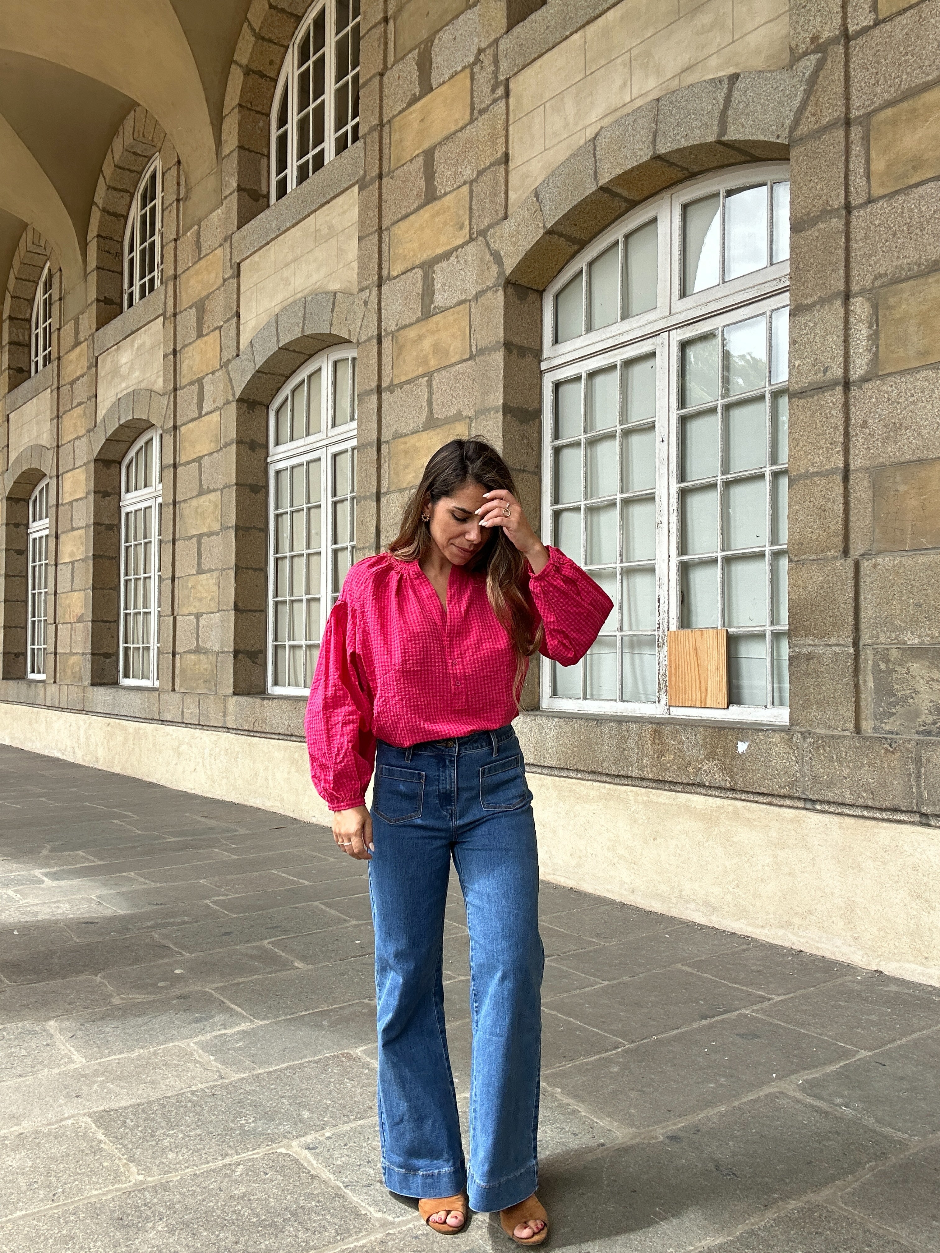 Blouse Vichy Fushia Clothilde