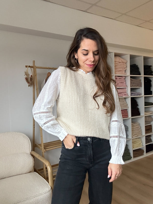Jersey sin mangas Adèle marfil