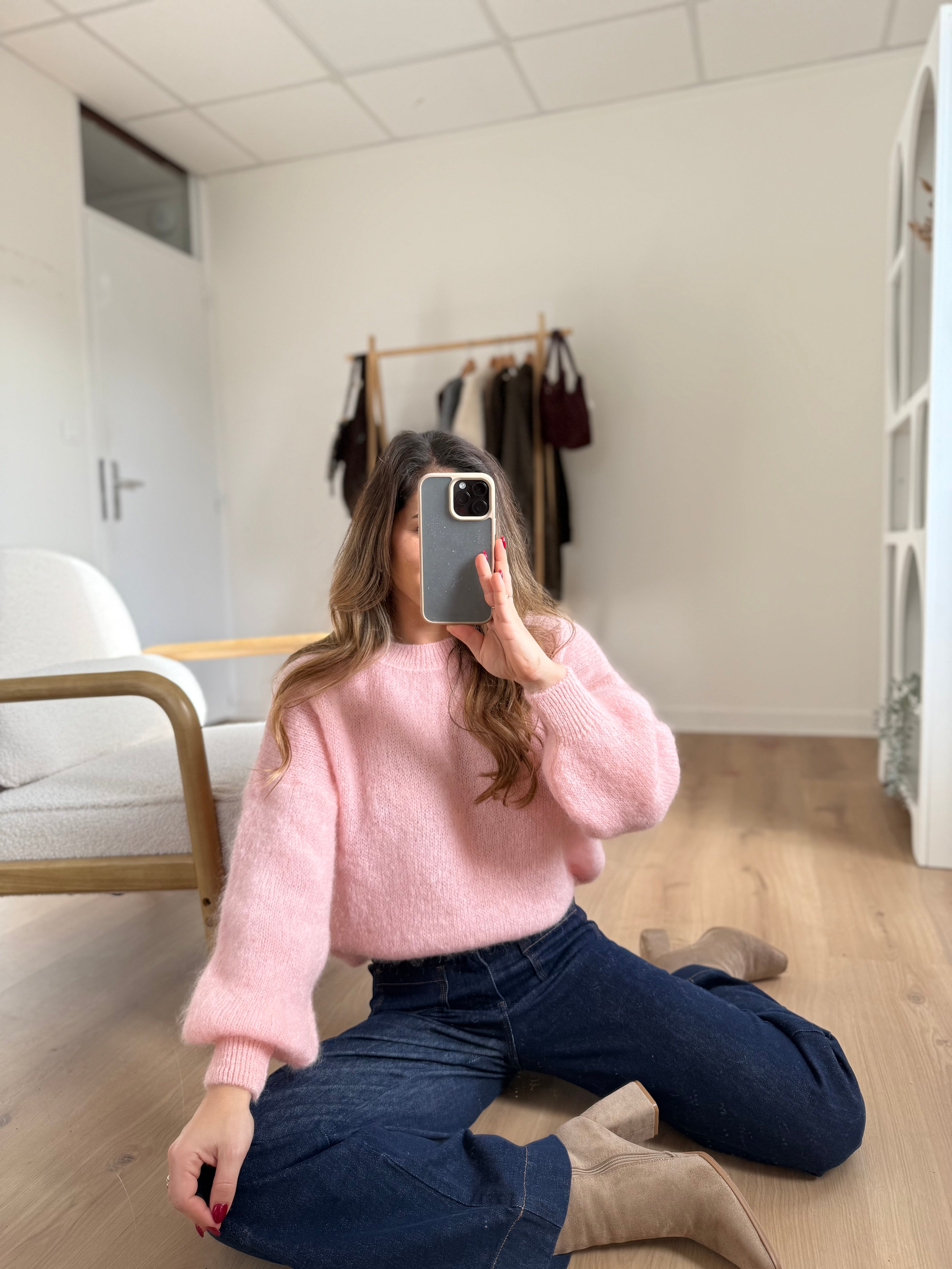 Prenda de punto de mohair y lana Gaia baby pink