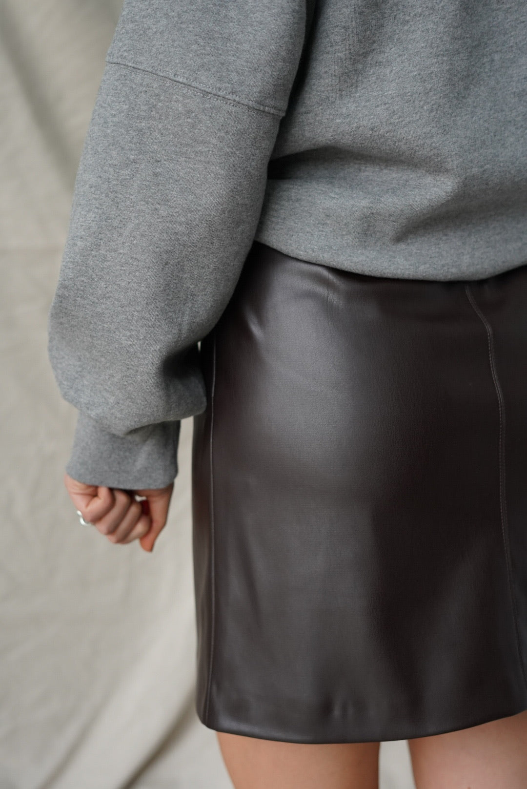 Ambre Chocolate Faux-Leather Skirt