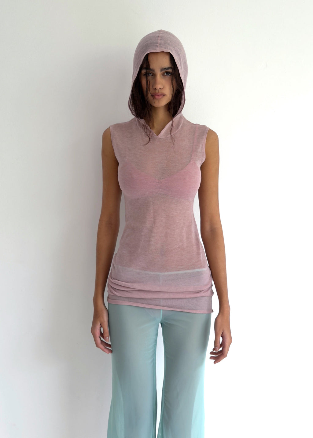 Vestido Punto con Capucha - Rosa