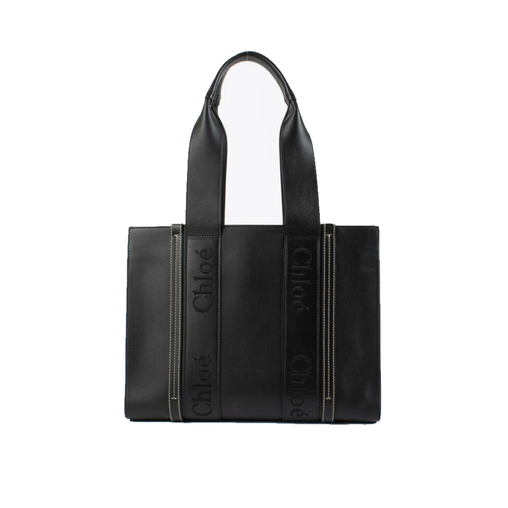 Chloe - Bolso tote Woody mediano de piel - Mujeres - Negro