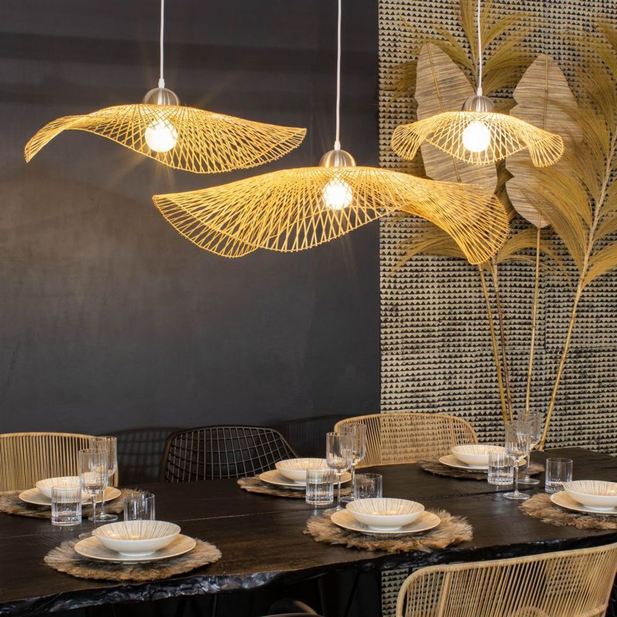 Caravelle Pendant Lamp - Woven Bamboo - 75Cm