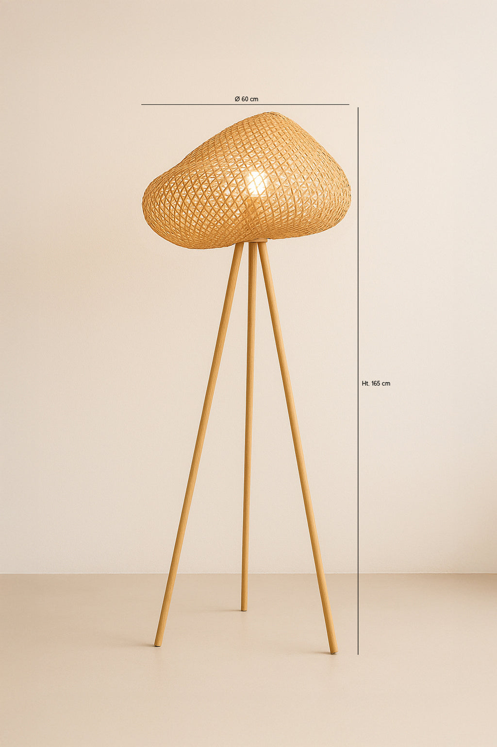 Lámpara de pie Lips - Bambú tejido y patas de madera