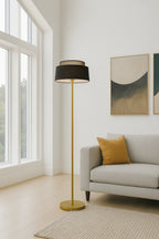 Avero Floor Lamp - Metal - Black And Gold