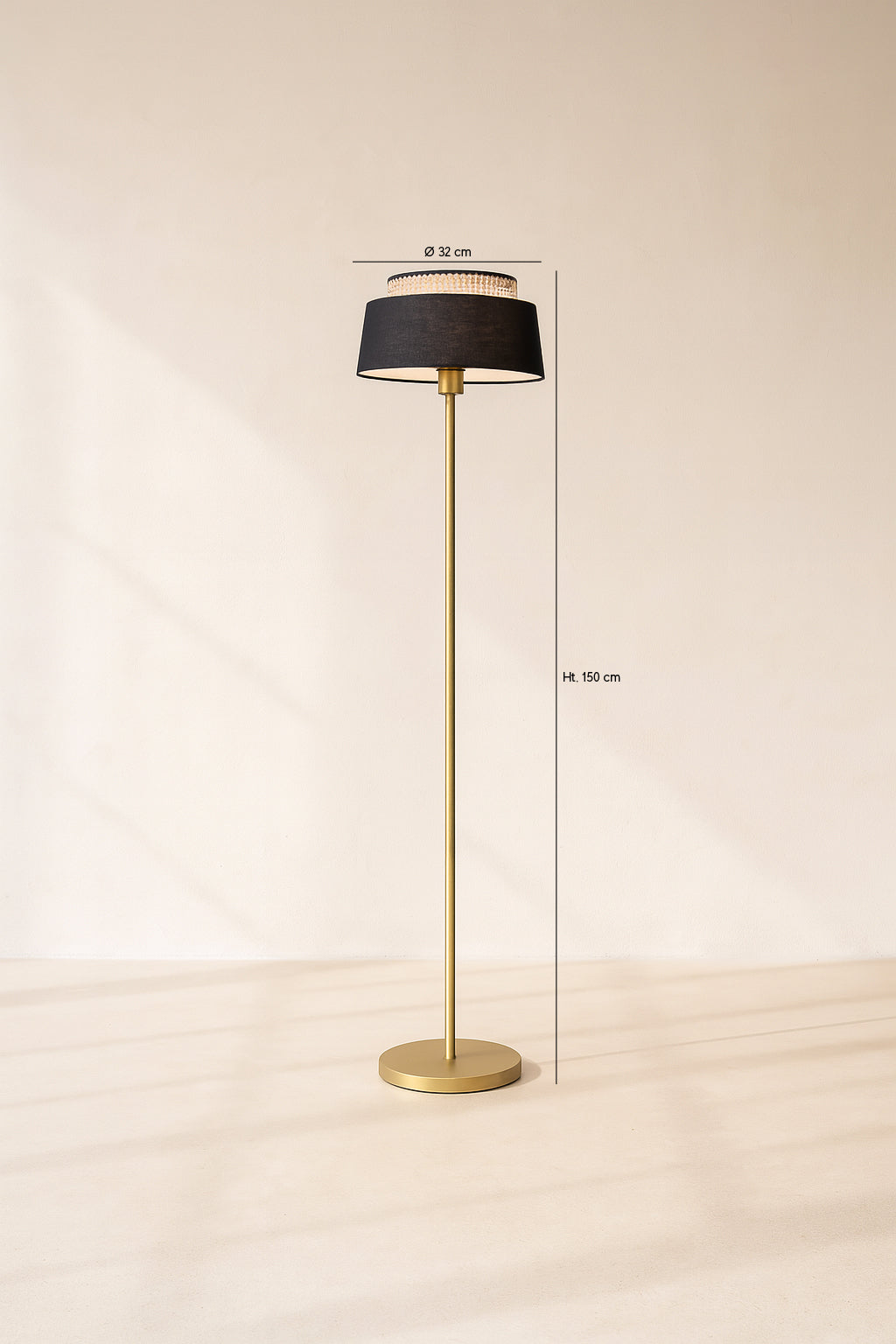 Avero Floor Lamp - Metal - Black And Gold