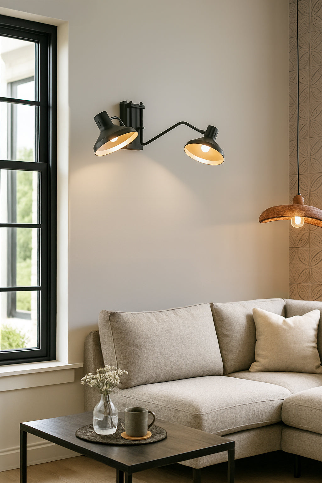 Double Snake Wall Lamp in Metal - Black and Gold