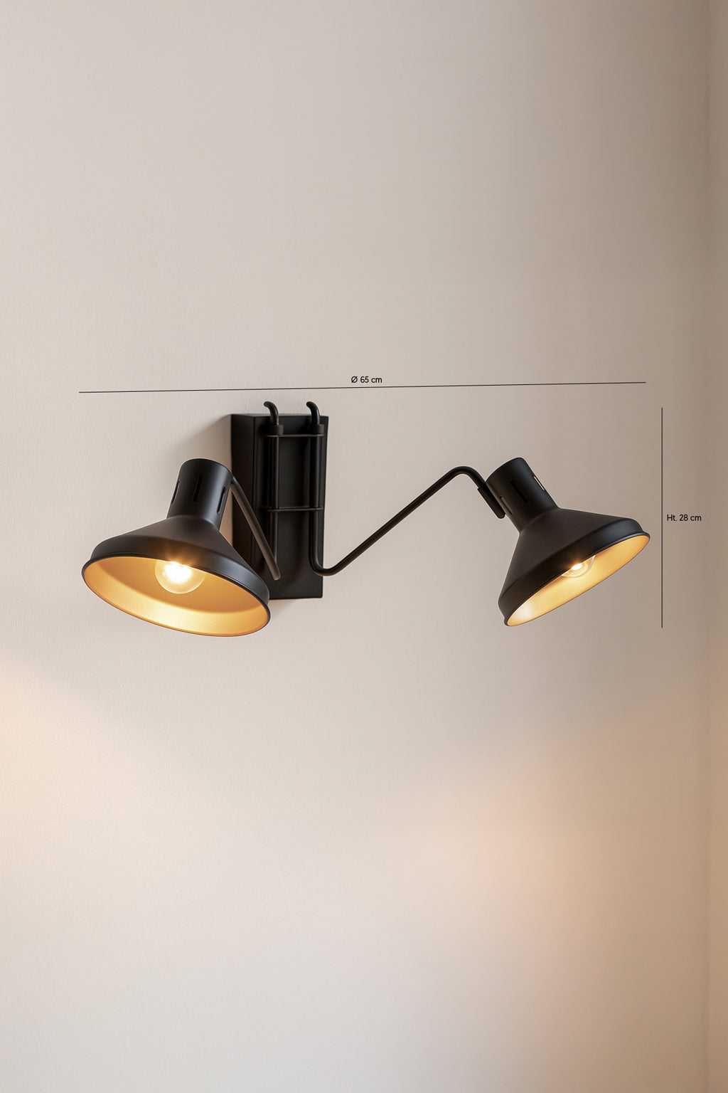 Double Snake Wall Lamp in Metal - Black and Gold