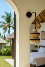 Antigua Wall Light - Seagrass - Natural/Ochre and Black Metal