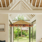 Belaga Pendant Lamp - Colorful Natural Raffia With Fringes