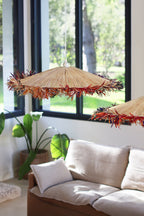 Belaga Pendant Lamp - Colorful Natural Raffia With Fringes