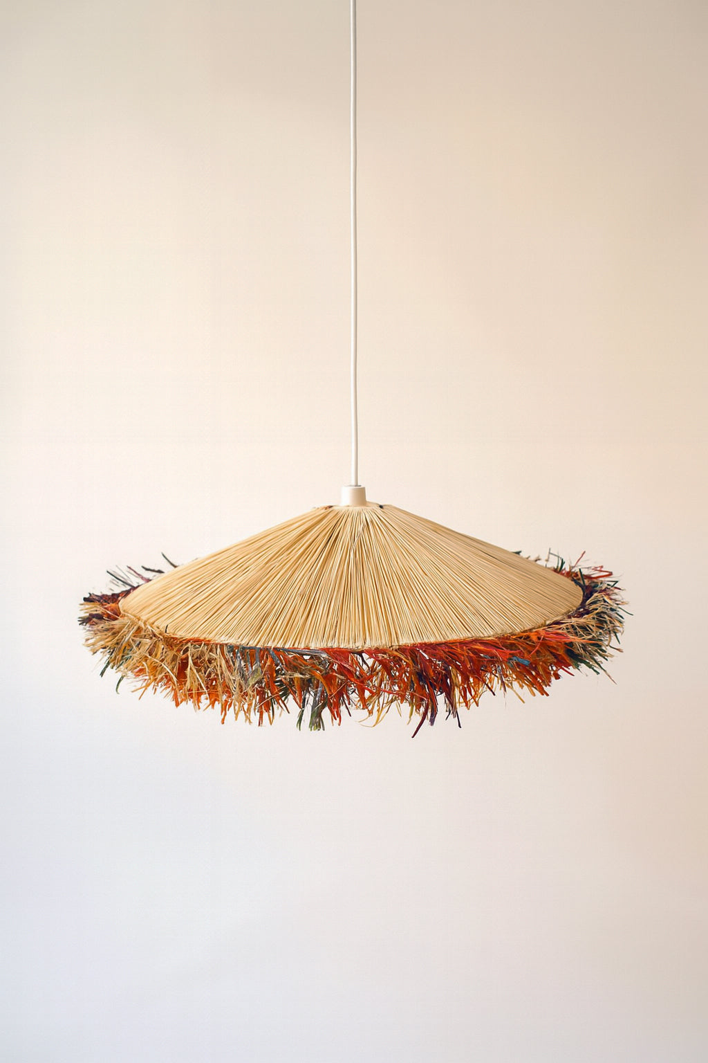 Belaga Pendant Lamp - Colorful Natural Raffia With Fringes