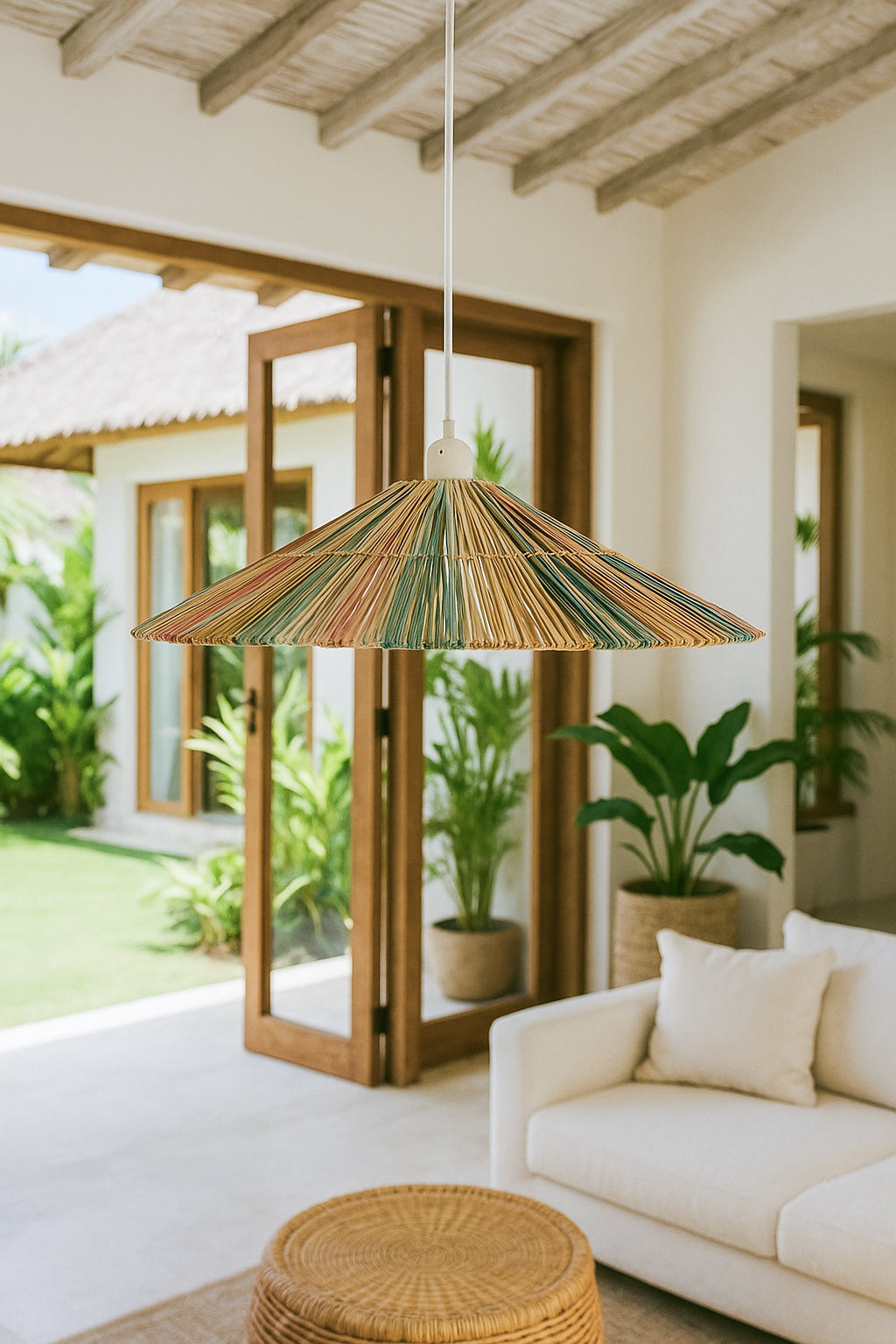 Jolo Pendant Lamp - Colorful Natural Raffia