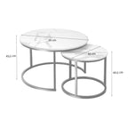 Lenny - Lot De 2 Tables Basses Gigognes Rondes - Marbre & Noir