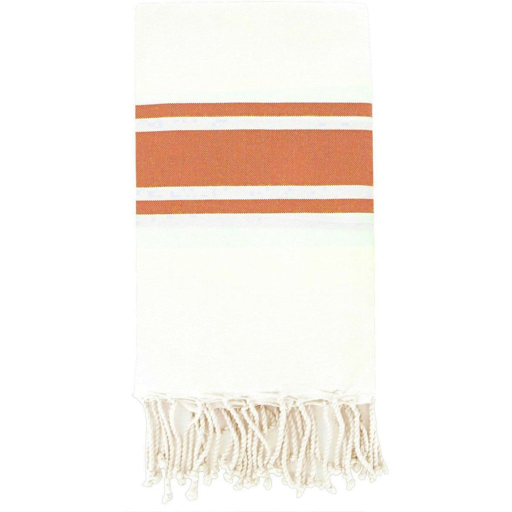 St Tropez - Fouta Blanche - Blanc/Orange Corail