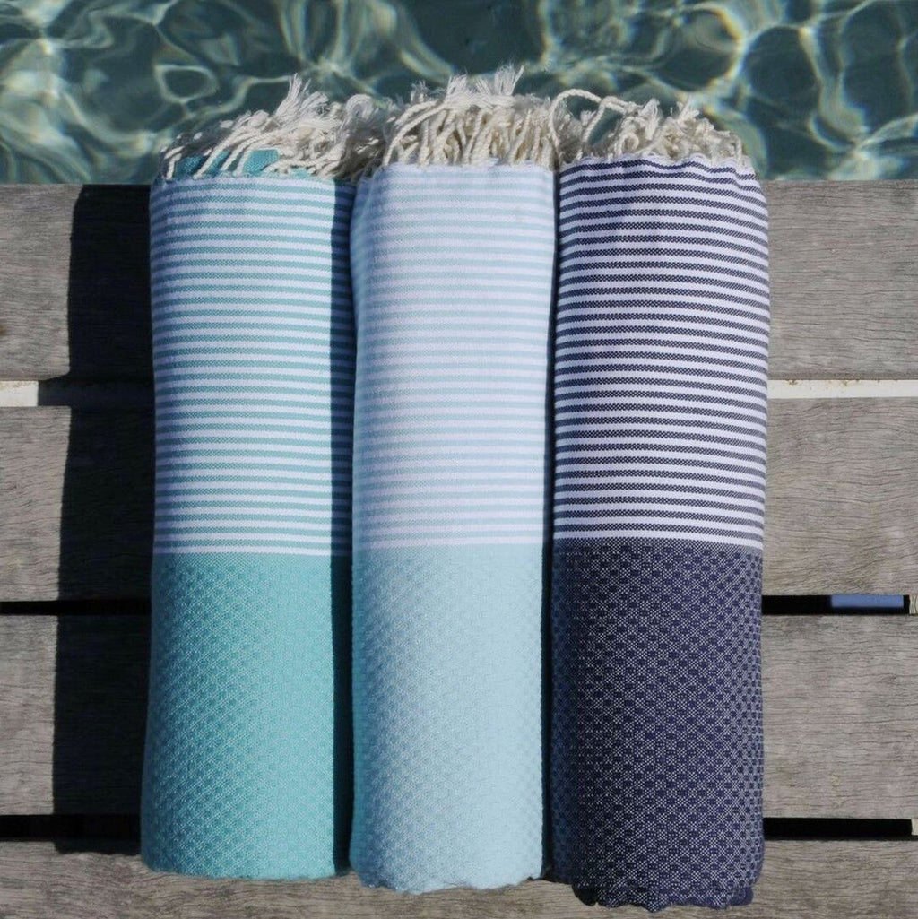 Ibiza - Fouta Nid D'Abeille - Bleu Aqua