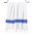 White Fouta - Cotton - White / Greek Blue - St Tropez