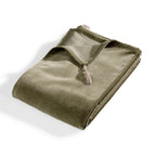 Danube - Bed Runner - Cotton Velvet - Khaki Green