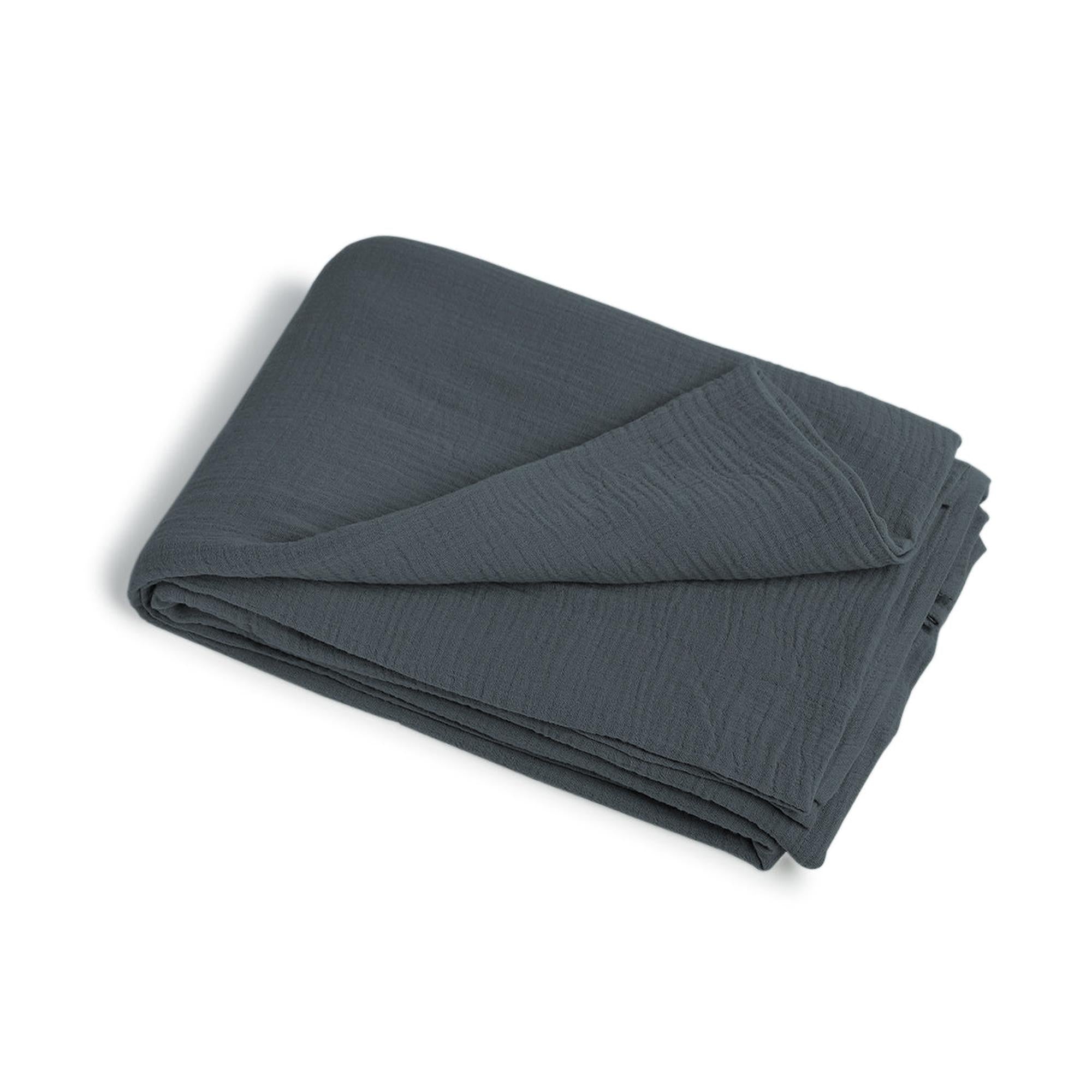 Carla - Drap Plat - Gaze De Coton - Bleu Orage