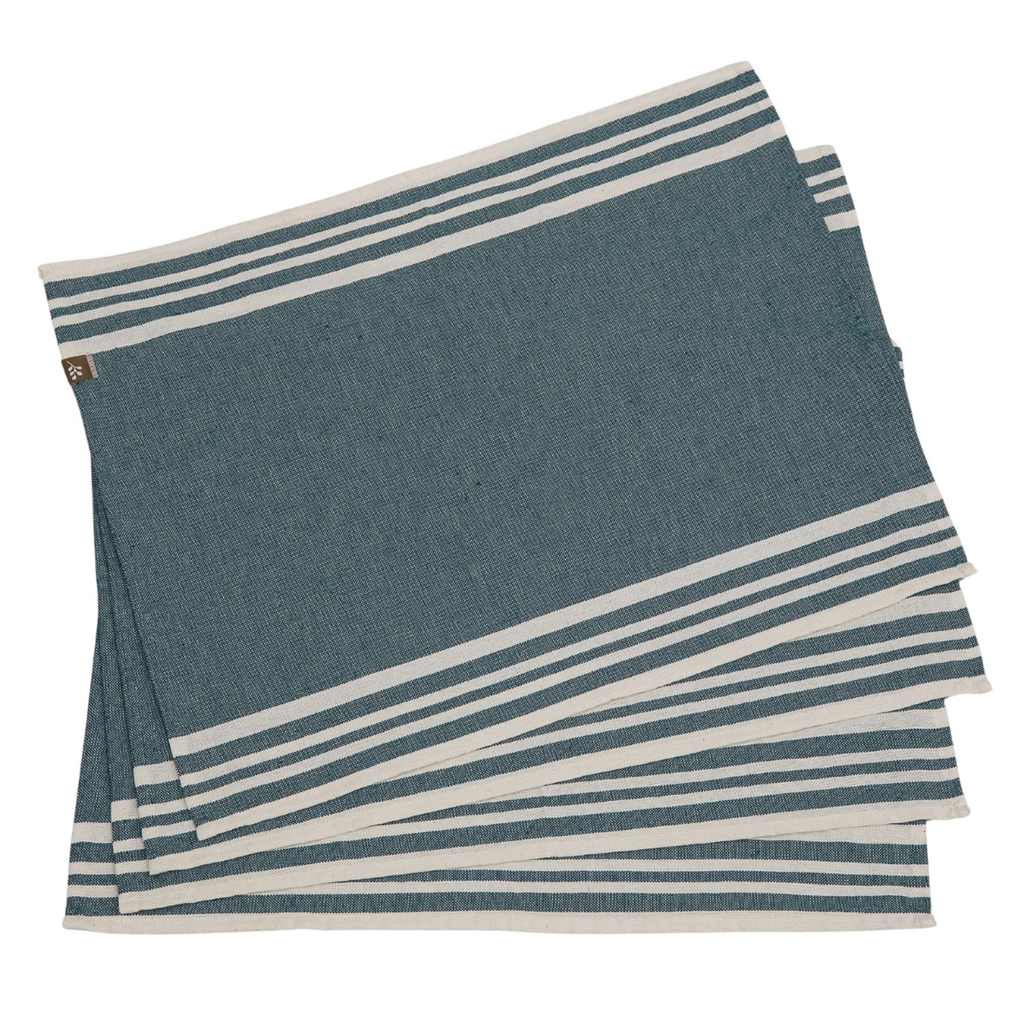 Mantel individual Mahdia (X4) - Azul Petróleo - Algodón