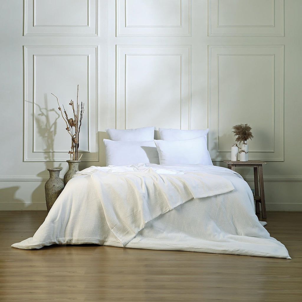 Carla - Drap Plat - Gaze De Coton - Blanc