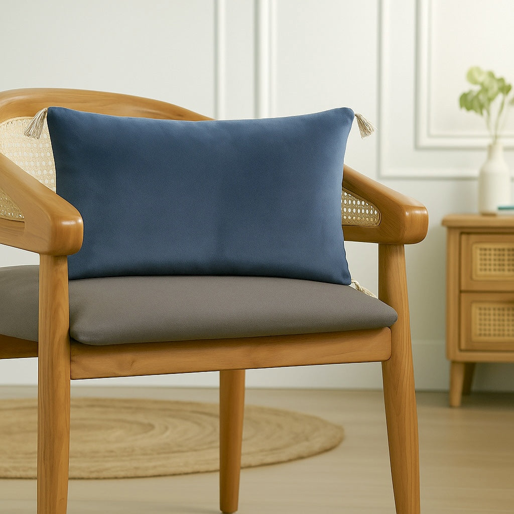 Danube - Housse De Coussin - Velours De Coton - Bleu Orage