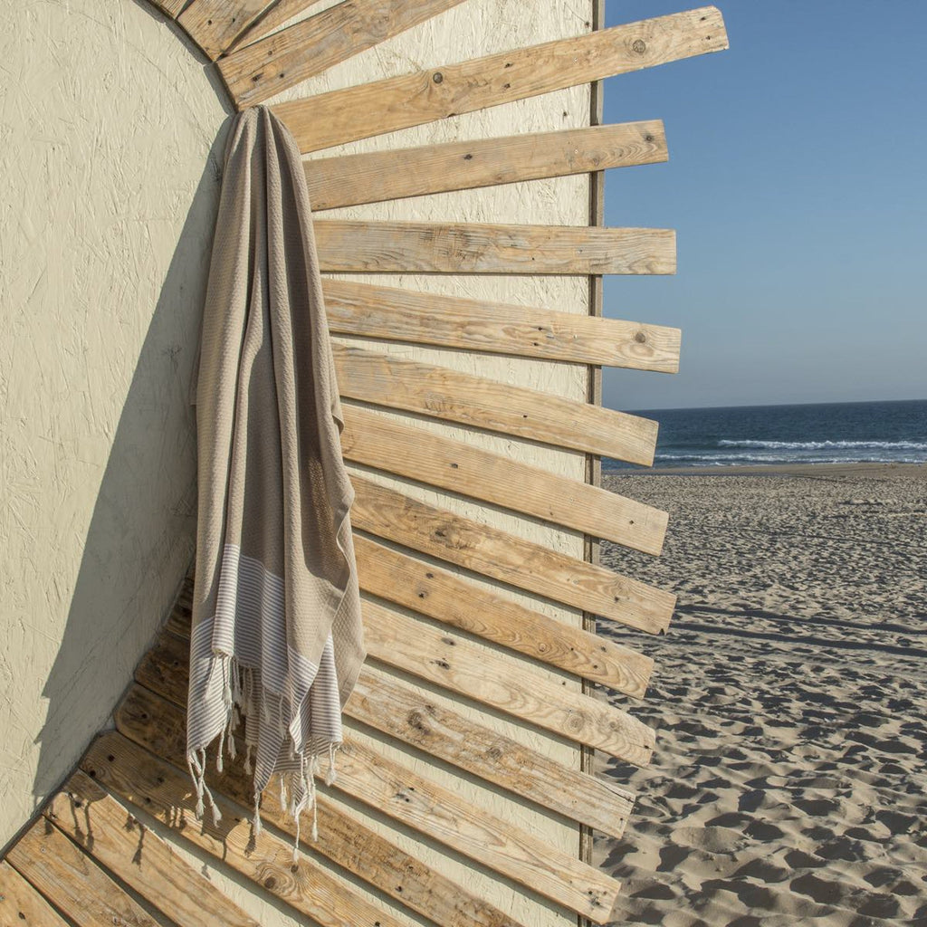 Honeycomb cotton fouta 100x200 IBIZA beige