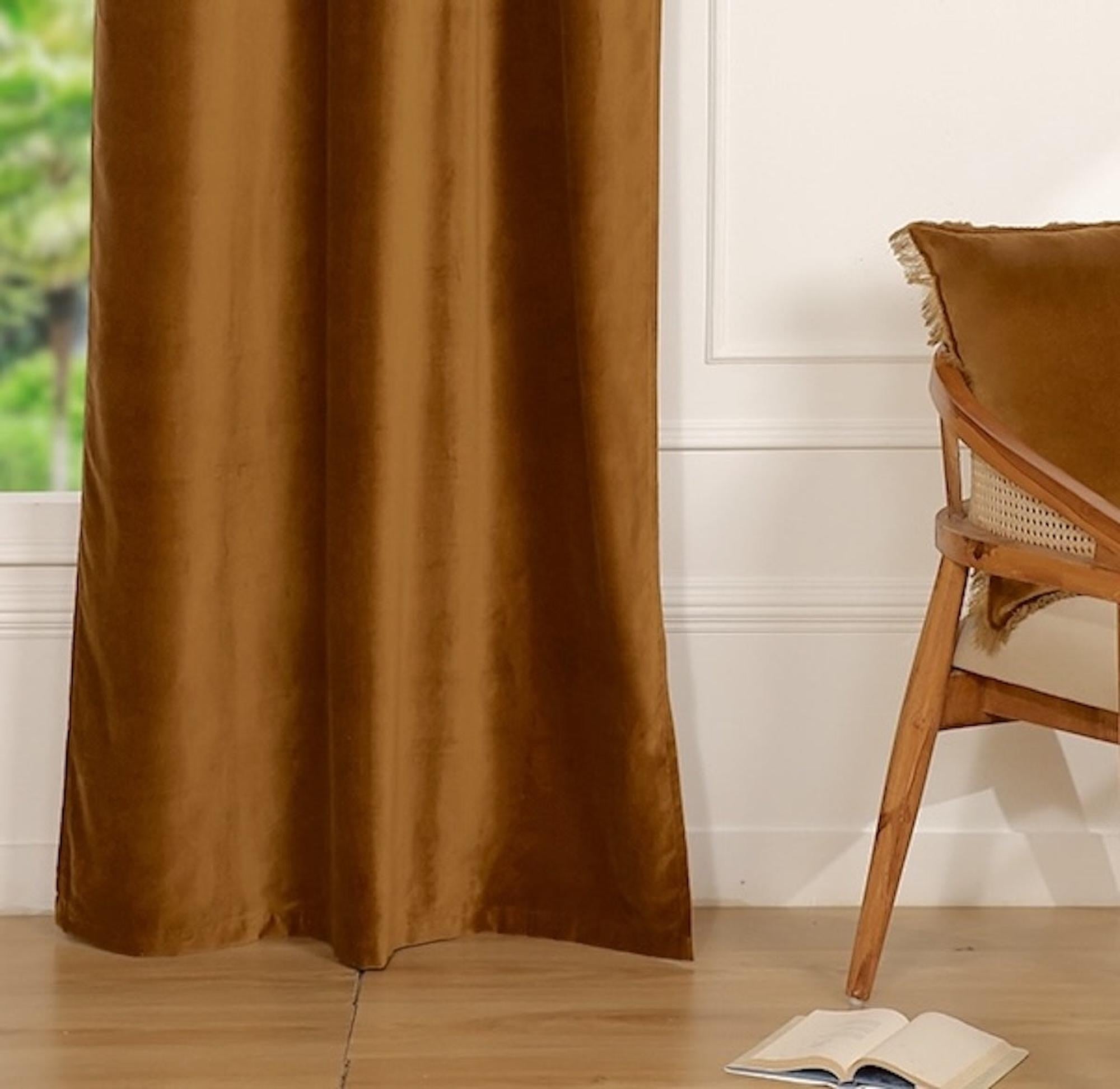Velvet - Rideau À Passant - Velours De Coton - Brun Tabac