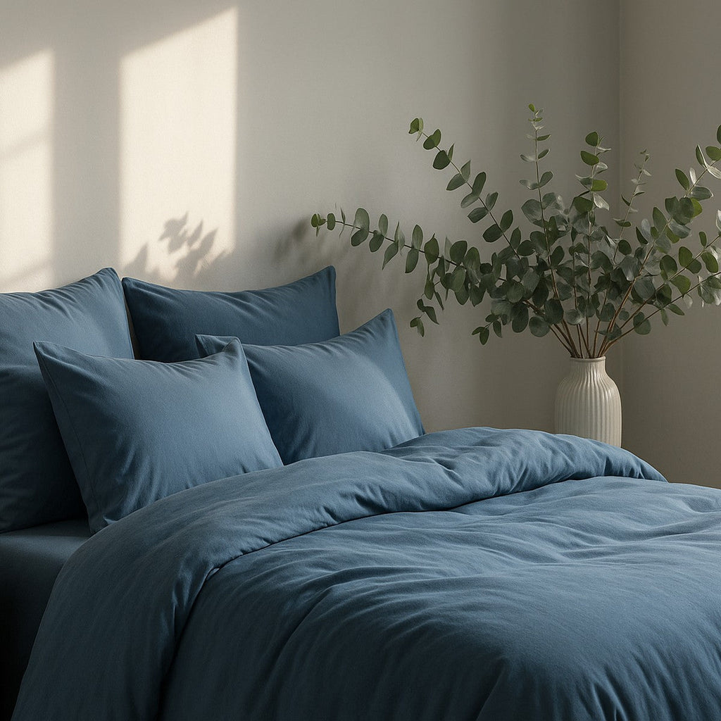 Gaia - Drap Housse - Coton Bio & Lyocell - Bleu Orage