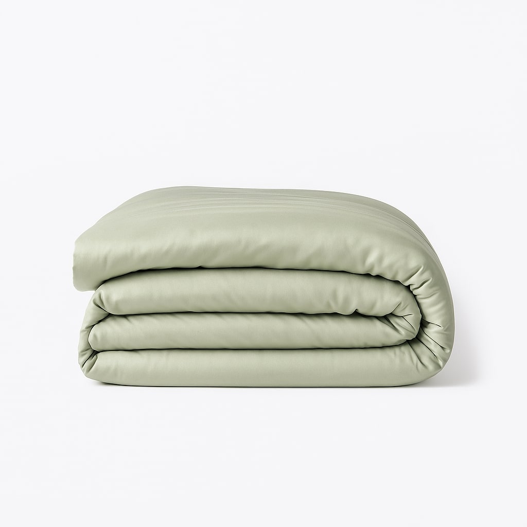 Gaia - Organic Cotton Washed Sateen Duvet Cover - Celadon Green