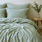 Gaia - Organic Cotton Washed Sateen Duvet Cover - Celadon Green