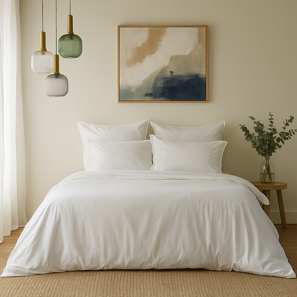Gai - Lot Parure & Taies - Coton Bio & Lyocell - Blanc