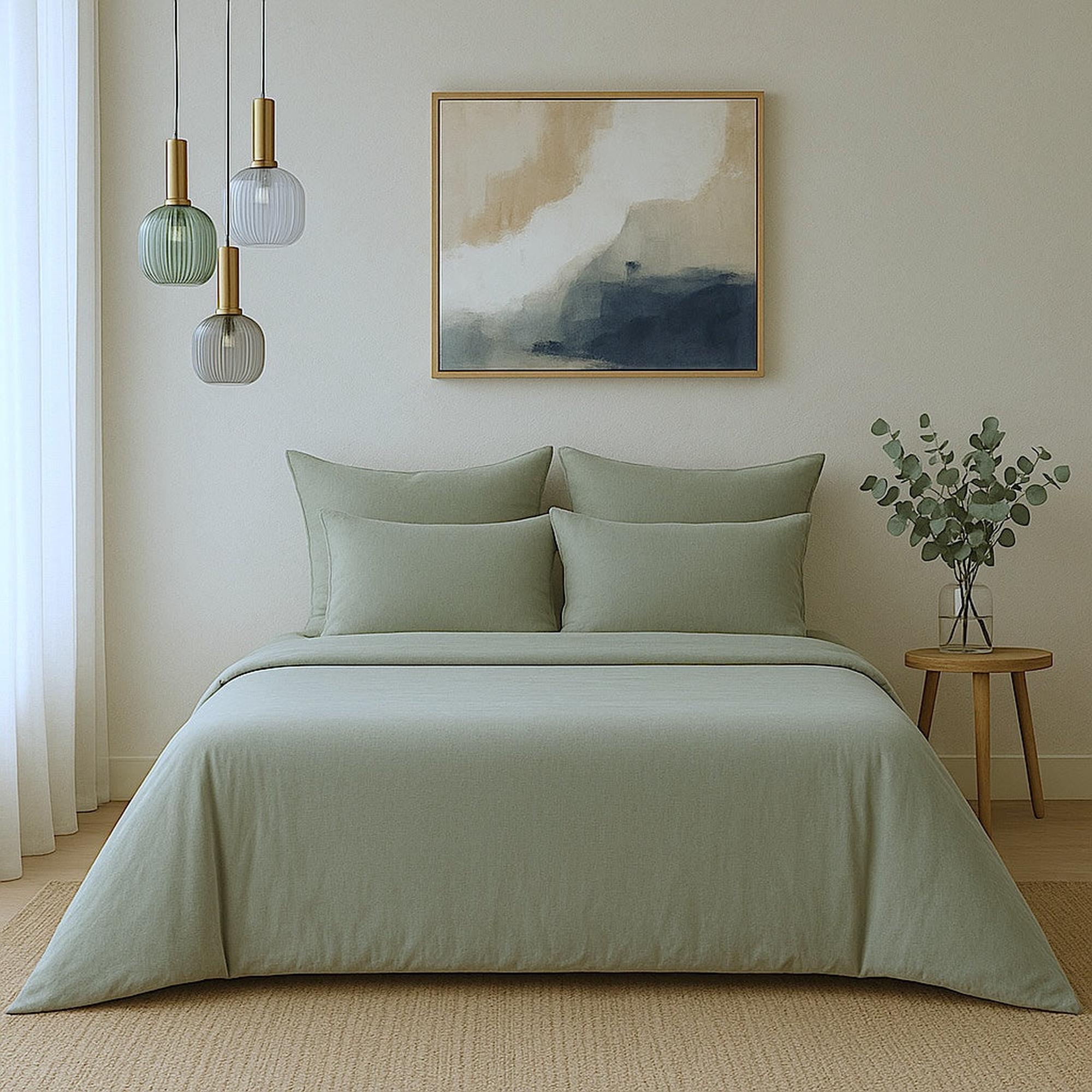 Gaia - Parure + Taies - Coton Bio & Lyocell - Vert Céladon