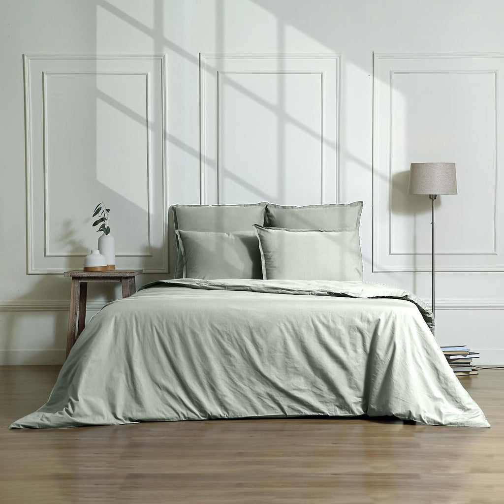 Gaia - Parure + Taies - Coton Bio & Lyocell - Vert Céladon
