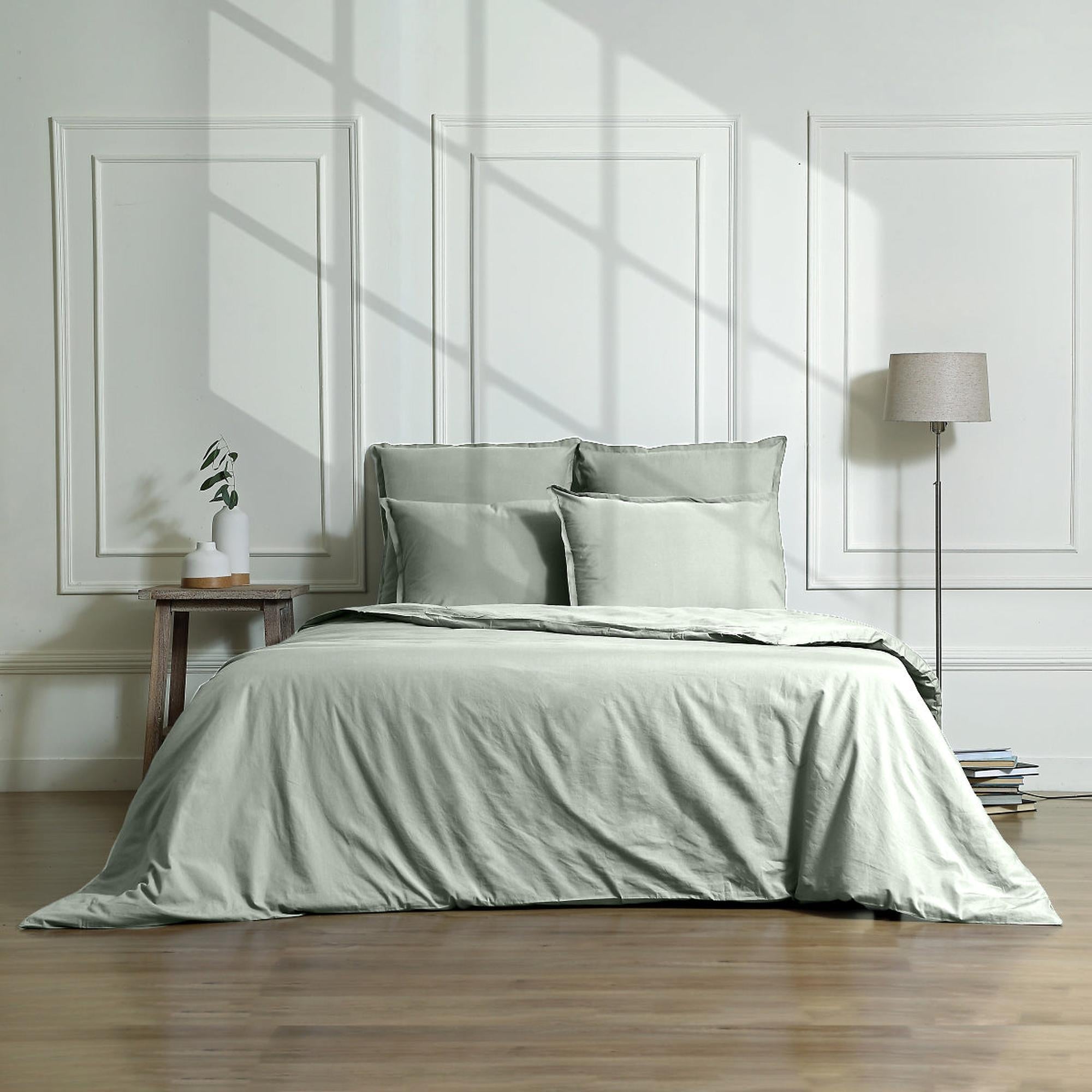Gaia - Parure + Taies - Coton Bio & Lyocell - Vert Céladon
