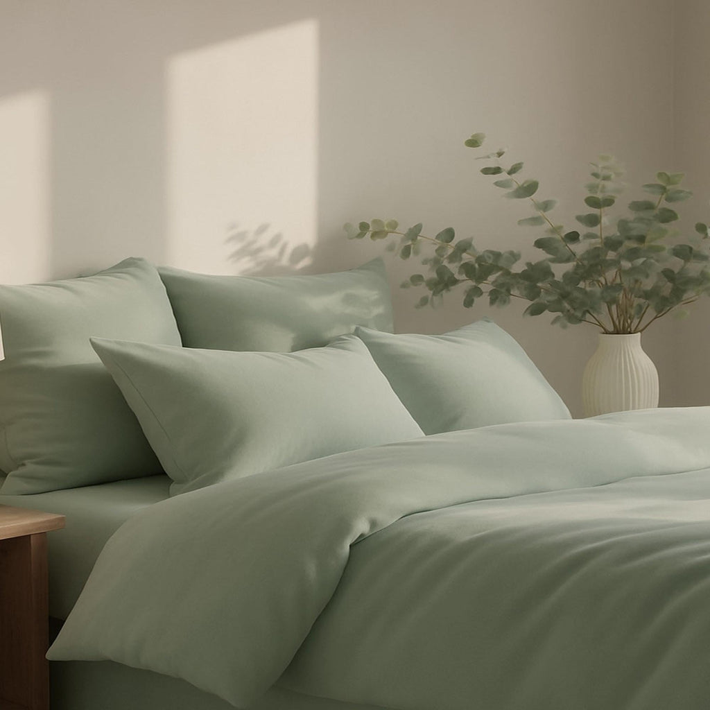 Gaia - Parure + Taies - Coton Bio & Lyocell - Vert Céladon