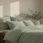 Gaia - Parure + Taies - Coton Bio & Lyocell - Vert Céladon