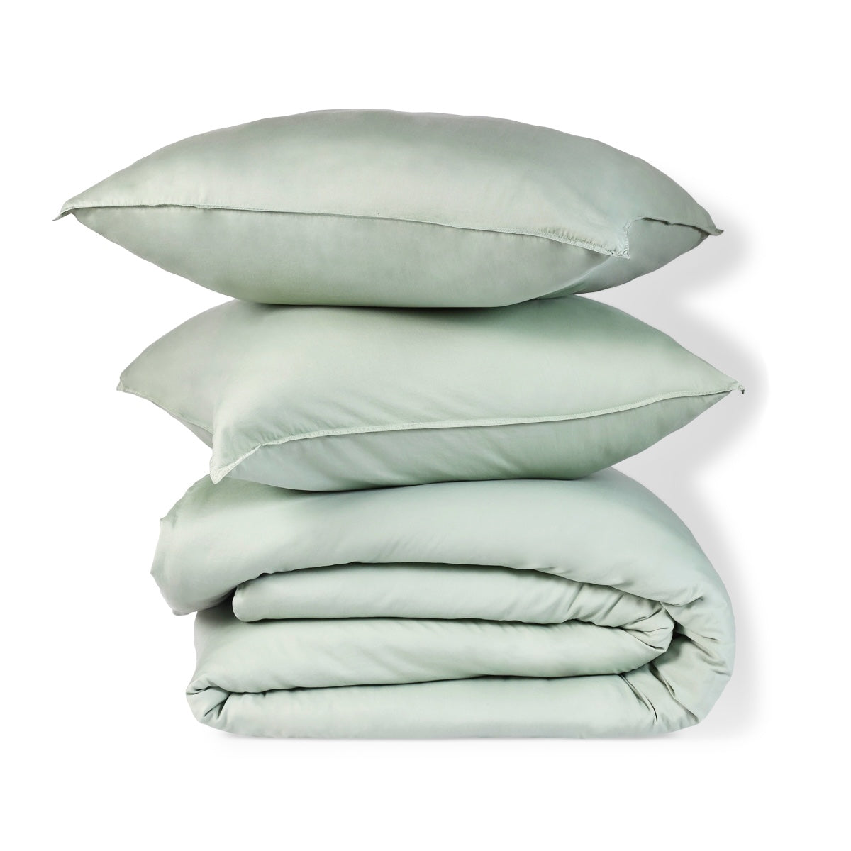 Gaia - Bedding Set + Pillowcases - Washed Organic Cotton Satin - Celadon Green