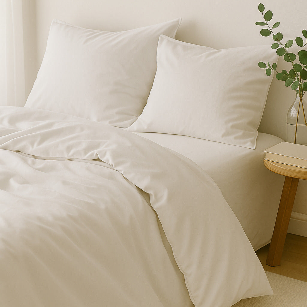 Gaia - Bedding Set + Pillowcases - Washed Organic Cotton Satin - White