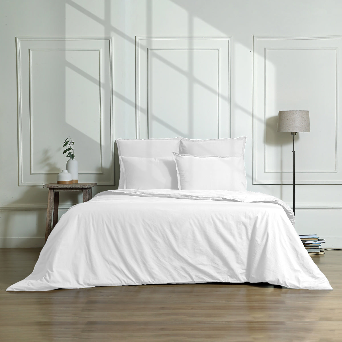 Gaia - Bedding Set + Pillowcases - Washed Organic Cotton Satin - White